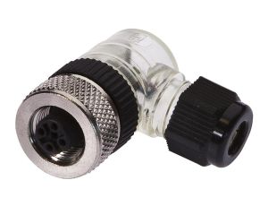 Gniazdo kablowe, kątowe, połączenie śrubowe, Ø3-6,5mm, 4A, 30V, -25-90C, M12 żeńskie 4-PIN, IP67, mosiądz VK003220