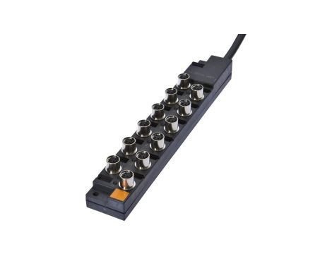 VK001029, rozdzielacz, 26x191x30mm, 10-30V DC, 12x M8 3pin, Stały rozdzielacz kablowy / podłączona linia kablowa, IP67, PBT, 3A