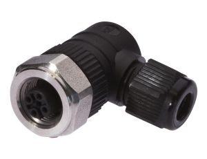 Gniazdo kablowe, kątowe, połączenie śrubowe, Ø3-6,5mm, 4A, 240V, -25-90C, M12 żeńskie 4-PIN, IP67, PBT VK003820