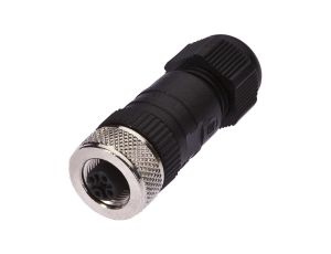 Gniazdo kablowe, proste, złącze śrubowe, Ø4-8mm, 4A, 240V, -25-90C, M12 żeńskie 4-PIN, IP67, PBT VK003C24