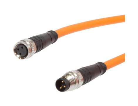 VK06RF74, Kabel połączeniowy, 0.6m, M8 żeński 3pin prosty, M8 męski 3pin prosty, 3x0.25mm, PUR, Ø4.6mm, 60V, -40-90C, IP69K, 4A