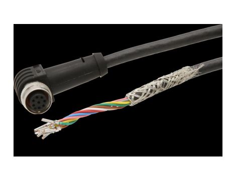 VK205A21, Kabel przyłączeniowy, 2m, M12 żeński 8pin kątowy, 8x0,25mm, PUR, Ø6,6mm, 30V, -25-90C, IP67, Ekranowany, Silikon