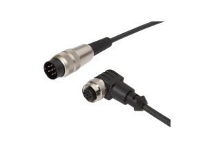 VK20E149, Kabel przyłączeniowy, 2m, M12 Żeński 3pin Kątowy, Binder 680 Męski 7pin Prosty, 3x0,34mm, PUR Czarny, Ø4,3mm, -30-90C