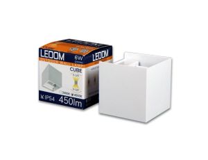 LEDOM Kinkiet zewnętrzny LED aluminium 2x3W 4000K IP54 biały CUBE. 3 lata gwar.