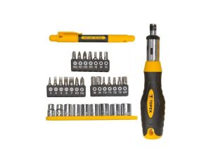 Końcówki wkrętakowe z uchwytem stal CrV (zestaw 34 szt.) 39D522