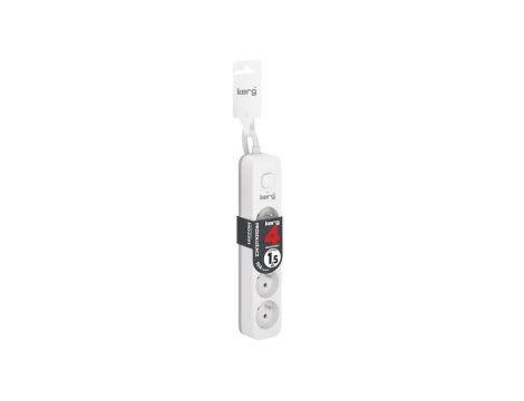Przedłużacz KERG z wyłącznikiem-4 gniazda-biało-szary-1,5m-10A-H05VV-F-3x1,0mm2
