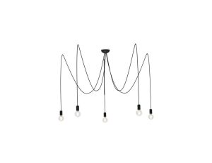 Nowodvorski lampa wisząca SPIDER E27 x 5 Przewód w oplocie Stal lakierowana Czarny ~220-230 V MAX: 5x60W