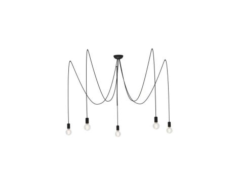 Nowodvorski lampa wisząca SPIDER E27 x 5 Przewód w oplocie Stal lakierowana Czarny ~220-230 V MAX: 5x60W