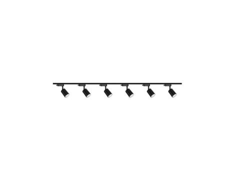Zestaw 6x lampa SIENA ALU Track 3F czarna z żarówką led gu10 PHILIPS 5W ciepła biała + szynoprzewód 2 x 2m kolor czarny