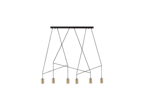 Nowodvorski lampa wisząca IMBRIA GU10 x 6 Lity mosiądz Przewód w oplocie Mosiądz 220-230 V MAX: 10W only LED