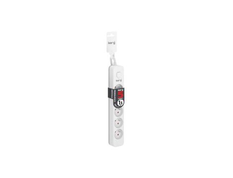 Przedłużacz KERG z wyłącznikiem-5 gniazd-biało-szary-1,5m-10A-H05VV-F-3x1,0mm2