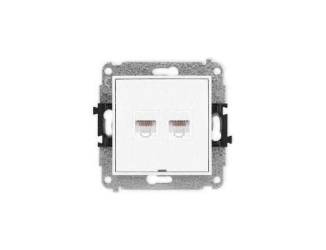 ICON Mechanizm gniazda komputerowego podwójnego 2xRJ45, kat. 5e, 8-stykowy, bez pola opisowego biały mat 25IGKBO-2