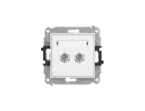 ICON Mechanizm gniazda antenowego podwójnego typu F (SAT) niklowany biały IGF-2