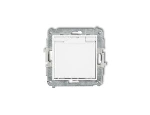 ICON Mechanizm gniazda bryzgoszczelnego z uziemieniem 2P+Z (klapka biała, przesłony torów prądowych) biały IGPB-1zp