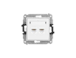 ICON Mechanizm gniazda komputerowego podwójnego 2xRJ45, kat. 5e, 8-stykowy biały IGK-2