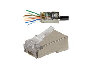 Wtyk modularny RJ45 8P8C kat.5e ekranowany FTP drut przelotowy WORECZEK 100szt. Alantec
