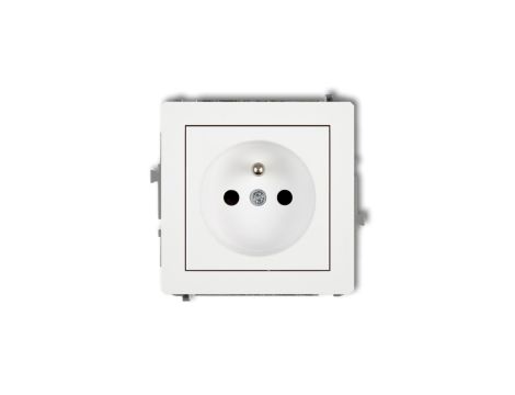 DECO Mechanizm gniazda pojedynczego z uziemieniem 2P+Z (przesłony torów prądowych), biały mat 25DGP-1zp