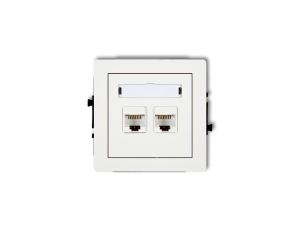 DECO Mechanizm gniazda komputerowego podwójnego 2xRJ45, kat. 5e, 8-stykowy, biały mat 25DGK-2