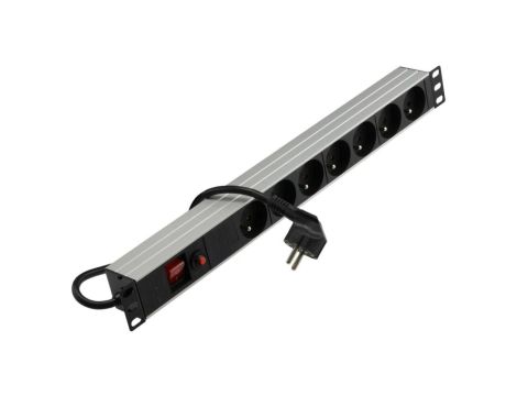 Listwa zasilająca antyprzepięciowa RACK 19 1U 7 gniazd z wyłącznikiem 1,8m