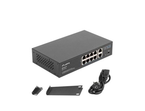 Switch RACK 10x port RJ45 (Fast Ethernet, w tym 8x PoE+ i 2x UpLink 1Gb/s) przełącznik niezarządzalny RSFE-8P-2GE-120