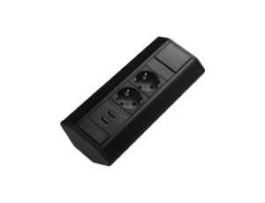 Gniazdo meblowe, blatowe 2x Schuko + 2x USB przedłużacz narożny 1,8m CORNER BOX