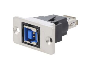 Adapter USB A - USB B 3.0 gniazdo SLIM złocony CP30606NM