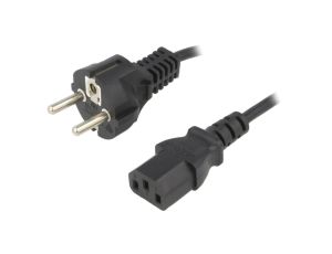 Kabel CEE 7/7 (E/F) wtyk IEC C13 żeński PVC 5m czarny 10A KAB-EU-P3-5.0-BK