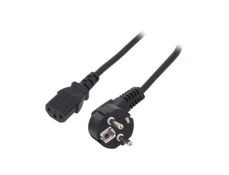 Kabel CEE 7/7 (E/F) wtyk kątowy IEC C13 żeński PVC 3m czarny KAB-EUL-P3-3.0-BK