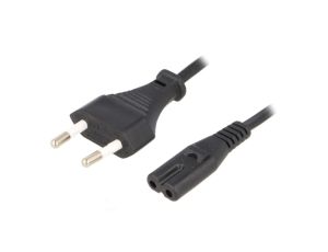 Kabel CEE 7/16 (C) wtyk IEC C7 żeński PVC 5m 2,5A KAB-EU-T2-5.0-BK