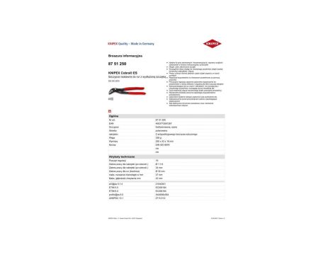 SZCZYPCE DO RUR COBRA Z WYDŁUŻONĄ SZCĘKĄ 250MM