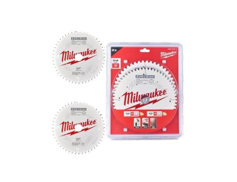 Zestaw tarcz do drewna 216 x 30 mm 2 szt. 24 + 48 zębów TWIN PACK do ręcznych pił tarczowych MILWAUKEE 72.1514