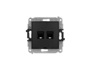 ICON Mechanizm gniazda komputerowego podwójnego 2xRJ45, kat. 5e, 8-stykowy, bez pola opisowego czarny mat 12IGKBO-2