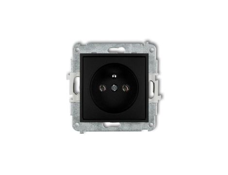ICON Mechanizm gniazda pojedynczego z uziemieniem 2P+Z (bez przesłon torów prądowych) czarny mat 12IGP-1z