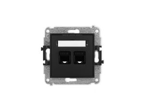 ICON Mechanizm gniazda komputerowego podwójnego 2xRJ45, kat. 5e, 8-stykowy czarny mat 12IGK-2