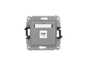 ICON Mechanizm gniazda komputerowego pojedynczego 1xRJ45, kat. 5e, 8-stykowy szary mat 27IGK-1