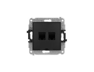 ICON Mechanizm gniazda komputerowego podwójnego 2xRJ45, kat. 6, 8-stykowy, bez pola opisowego czarny mat 12IGKBO-4
