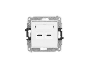 ICON Mechanizm ładowarki USB podwójnej 2xUSB C, 20W max. biały mat 25ICUSB-7