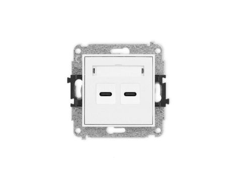 ICON Mechanizm ładowarki USB podwójnej 2xUSB C, 20W max. biały mat 25ICUSB-7