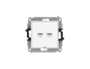 ICON Mechanizm gniazda komputerowego podwójnego 2xRJ45, kat. 5e, 8-stykowy, bez pola opisowego biały IGKBO-2