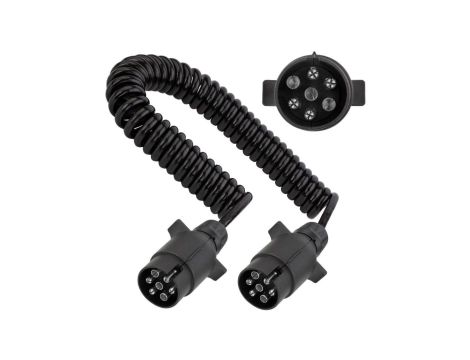 Przewód spiralny QLY-s kabel do przyczepy zakończony zalewanymi wtykami 7-pin 12V 4m