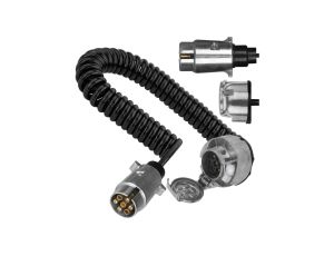 Przedłużacz spiralny QLY-s kabel do przyczepy zakończony metalowymi złączami 7-pin 12V (gniazdo / wtyk) 4m