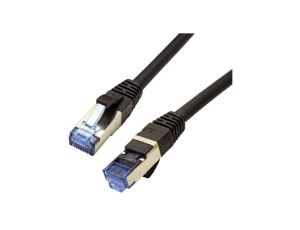 Patchcord S/FTP kat.6A PiMF kabel sieciowy LAN 2x RJ45 linka PoE czarny 0,5m
