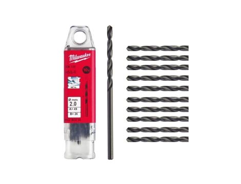 Wiertło do metalu HSS-R walcowane 2x24/49mm Zestaw 10szt MILWAUKEE