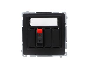 Simon Basic Gniazdo głośnikowe 1-krotne z polem opis. (moduł) Przekrój przew.dla wejścia i wyjścia 2,5 mm2 czarny BMGL31.01/49