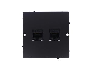 Simon Basic Gniazdo komputerowe RJ45 podwójne kategoria 5e (moduł). Montaż gniazda na wkręty do puszki czarny BMF52.02/49