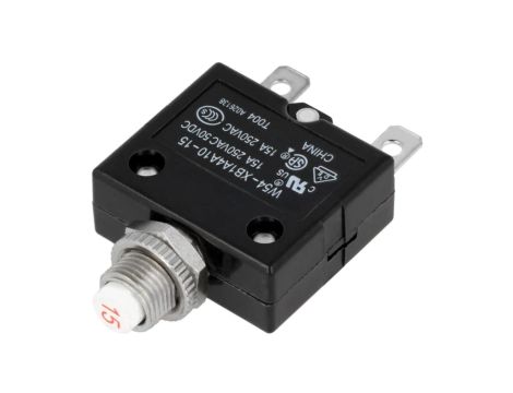 Wyłącznik nadprądowy 250VAC 50VDC 15A SPST-NC na panel 1423674-8