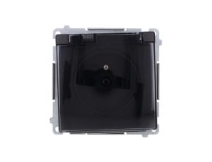 Simon Basic Gniazdo wtyczkowe z uziemieniem, IP44 (moduł) 16A, 250V, zaciski śrubowe klapka transp. czarny BMGZ1B.01/49A