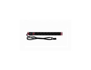 Listwa zasilająca Rack 1U 8x Schuko, włącznik, kabel C14 2m