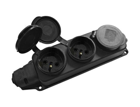 Listwa /rozgałęźnik/ do przedłużacza 3-gniazda z/u gumowe IP44 AEI602233-L
