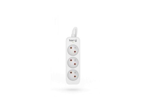 Przedłużacz KERG bez wyłącznika-3 gniazda-biało-szary-5m-10A-H05VV-F-3x1,0mm2